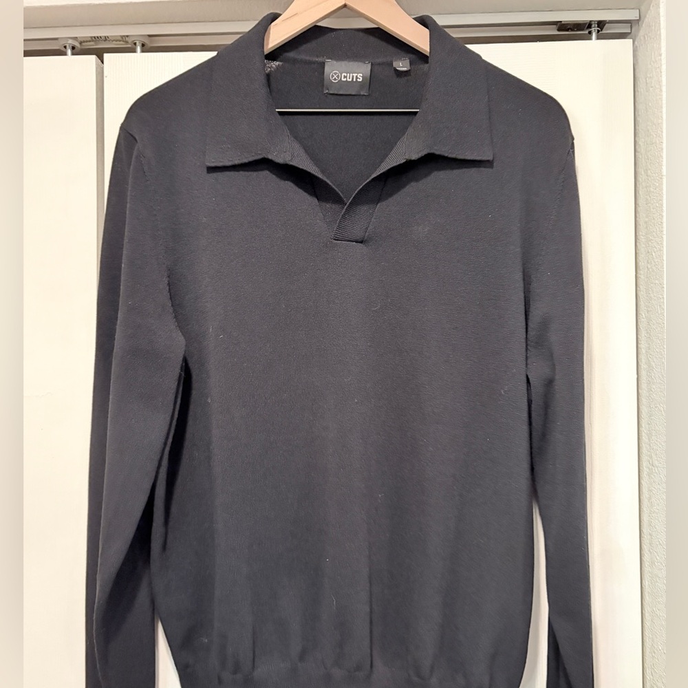 Cuts Clothing Men's Riviera Sweater Polo in Black